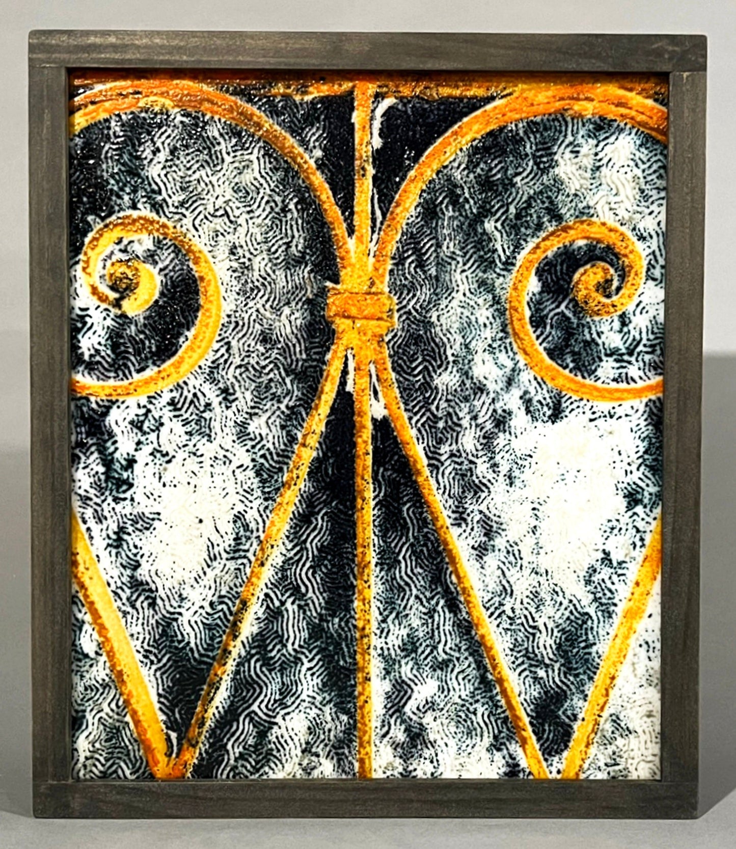 Merida Window Kiln Formed Glass Wall Piece in Wood Frame