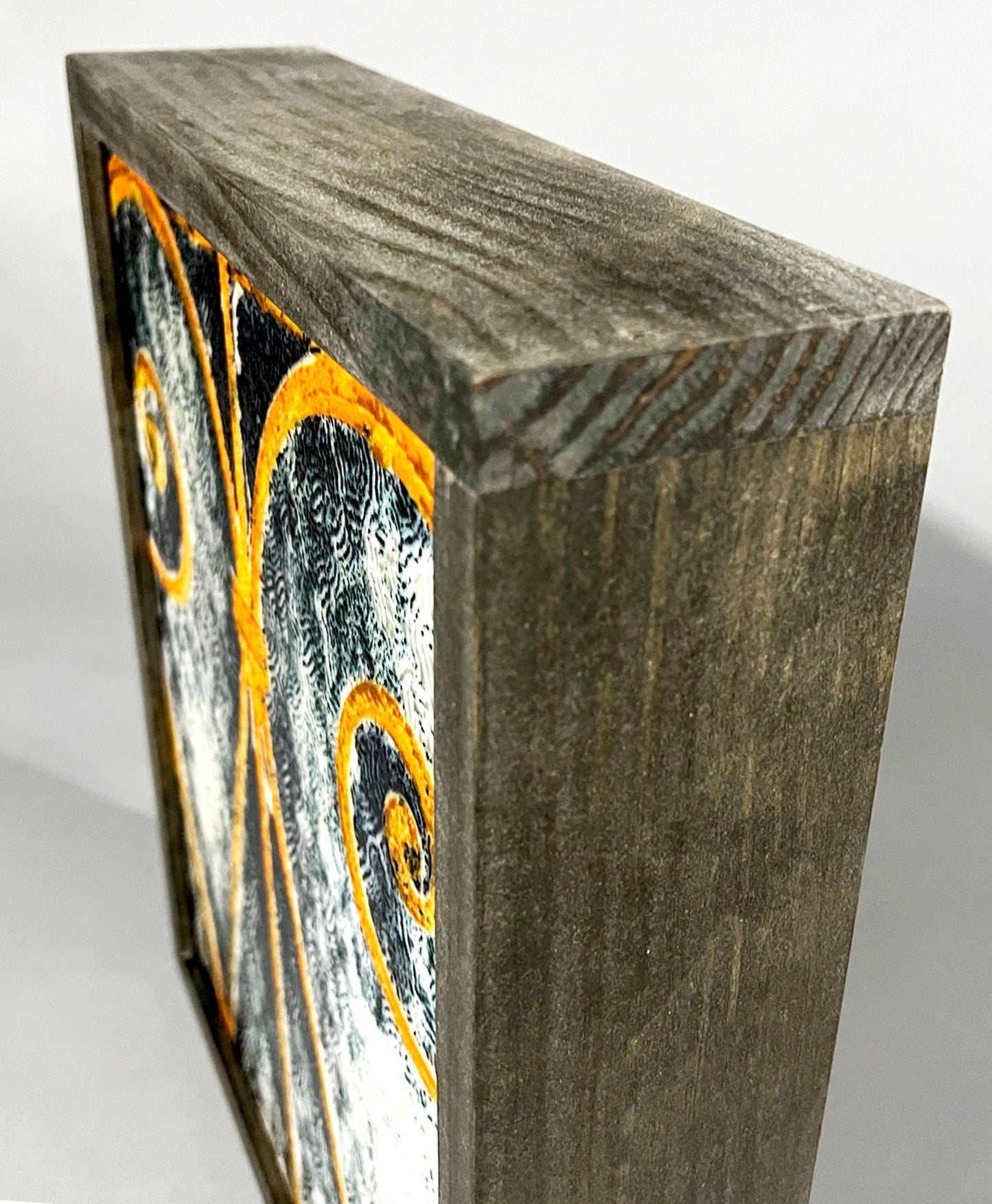 Merida Window Kiln Formed Glass Wall Piece in Wood Frame