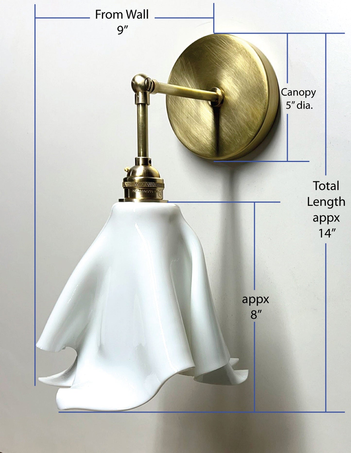 The Handkerchief Wall Sconce with Brass Fittings, Frosted Glass