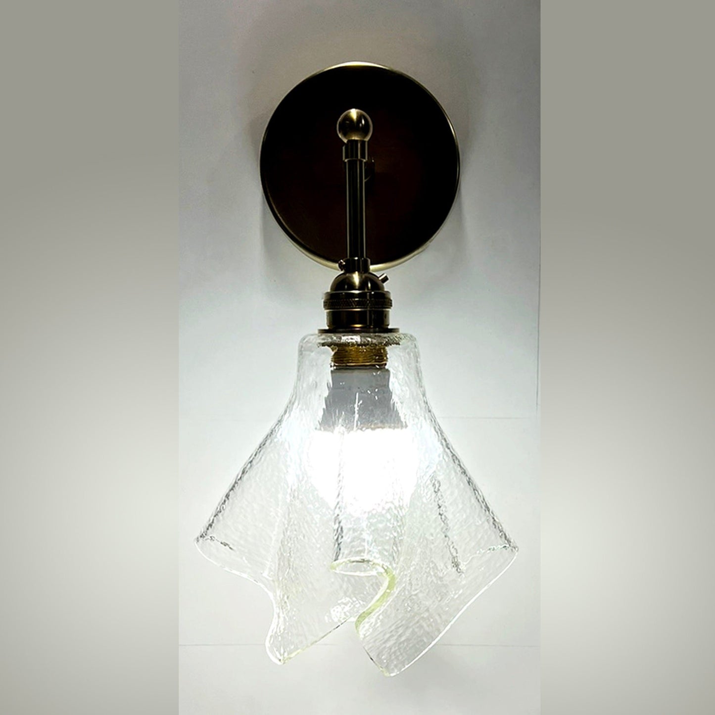 The Handkerchief Wall Sconce with Brass Fittings, Clear Glass