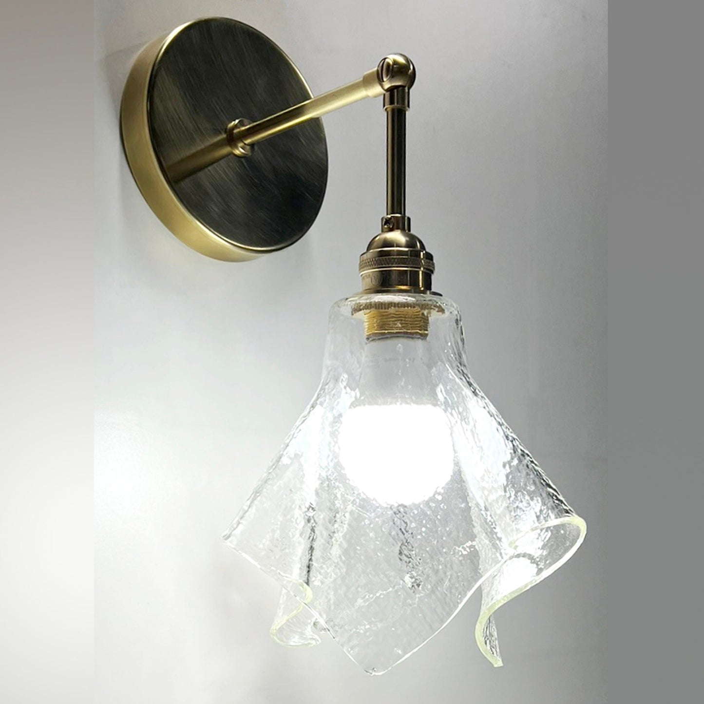 The Handkerchief Wall Sconce with Brass Fittings, Clear Glass