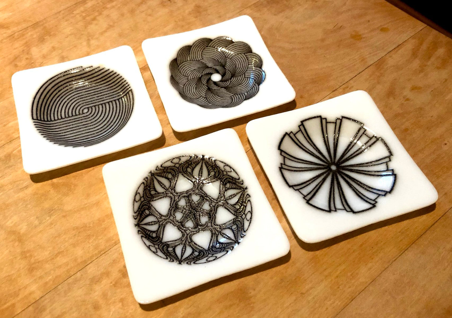 Glass Drink Coasters in 4 Designs