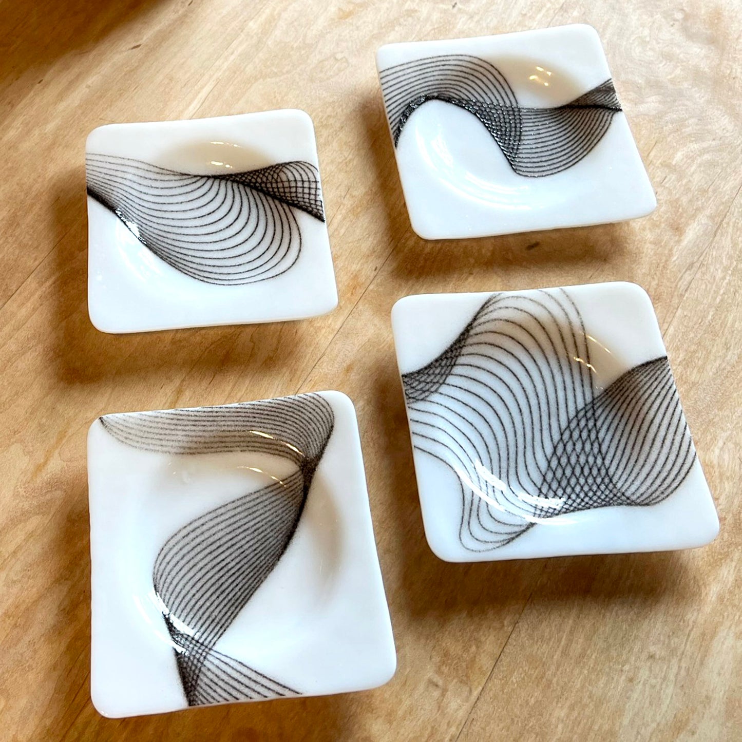 Glass Drink Coasters with Frequency Design