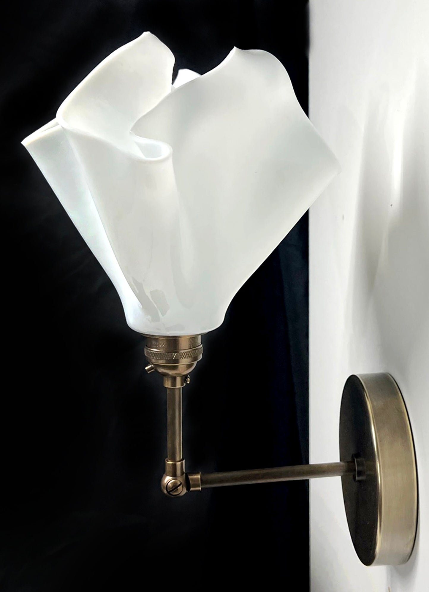 The Handkerchief Wall Sconce with Brass Fittings, White Glass