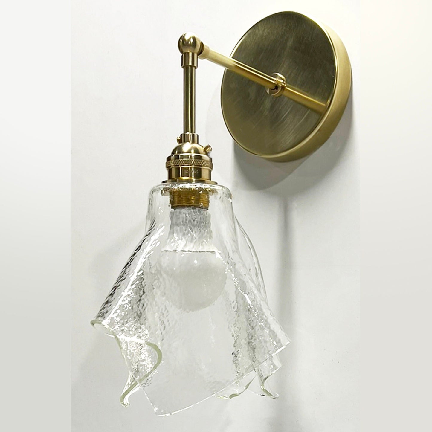 The Handkerchief Wall Sconce with Brass Fittings, Clear Glass