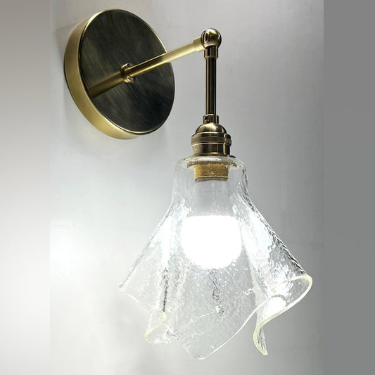 The Handkerchief Wall Sconce with Brass Fittings, Clear Glass